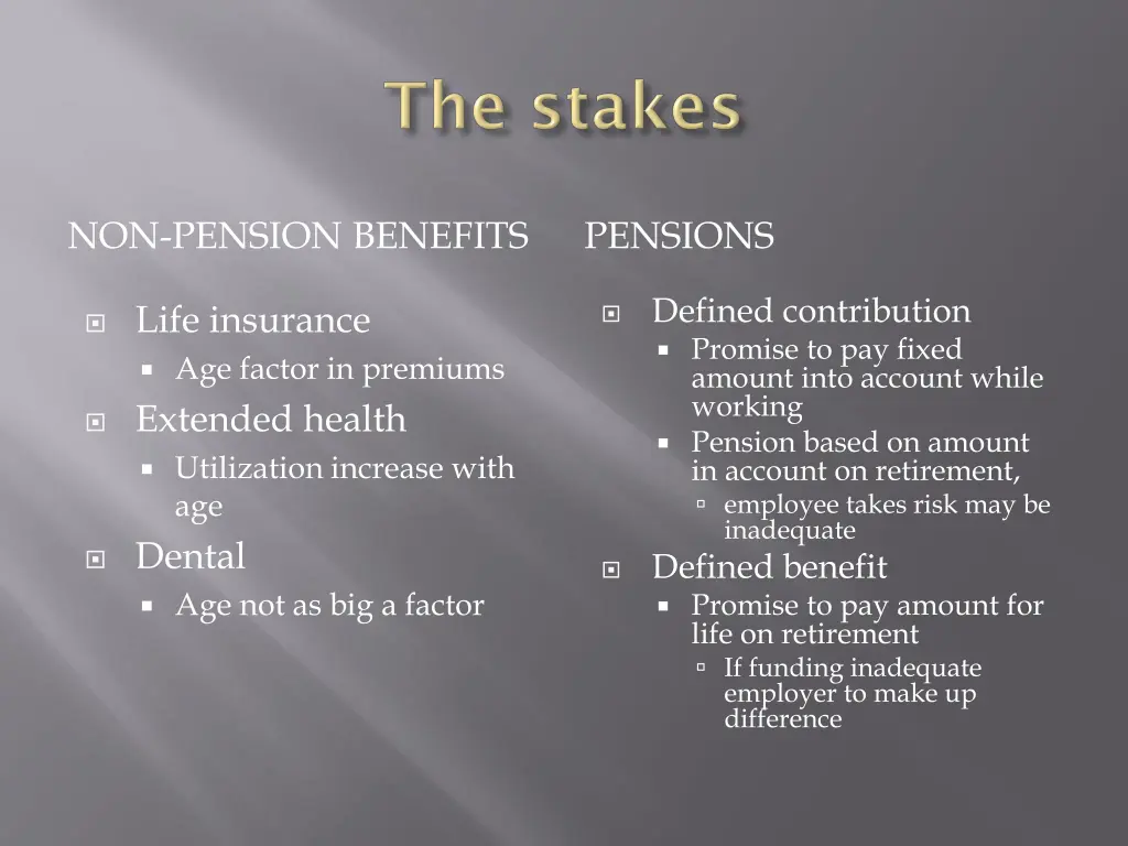 non pension benefits