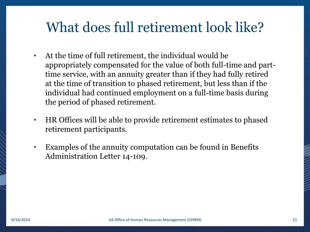 what does full retirement look like