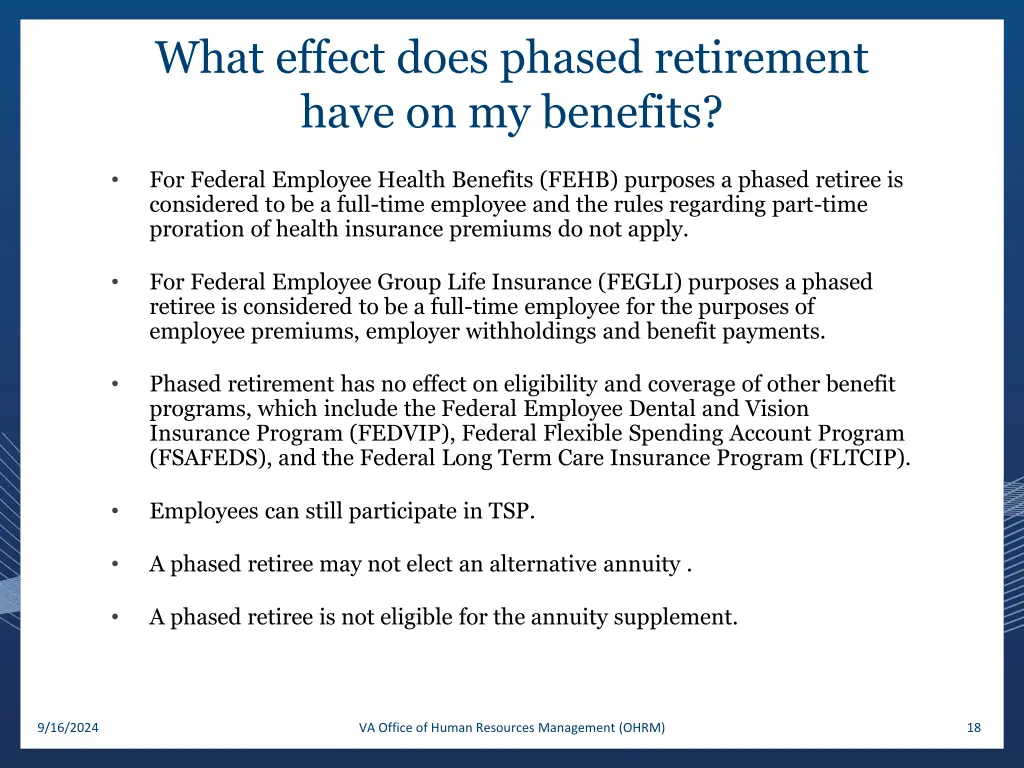 what effect does phased retirement have