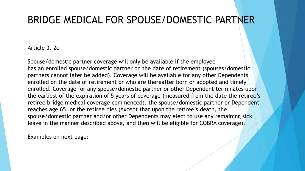 bridge medical for spouse domestic partner