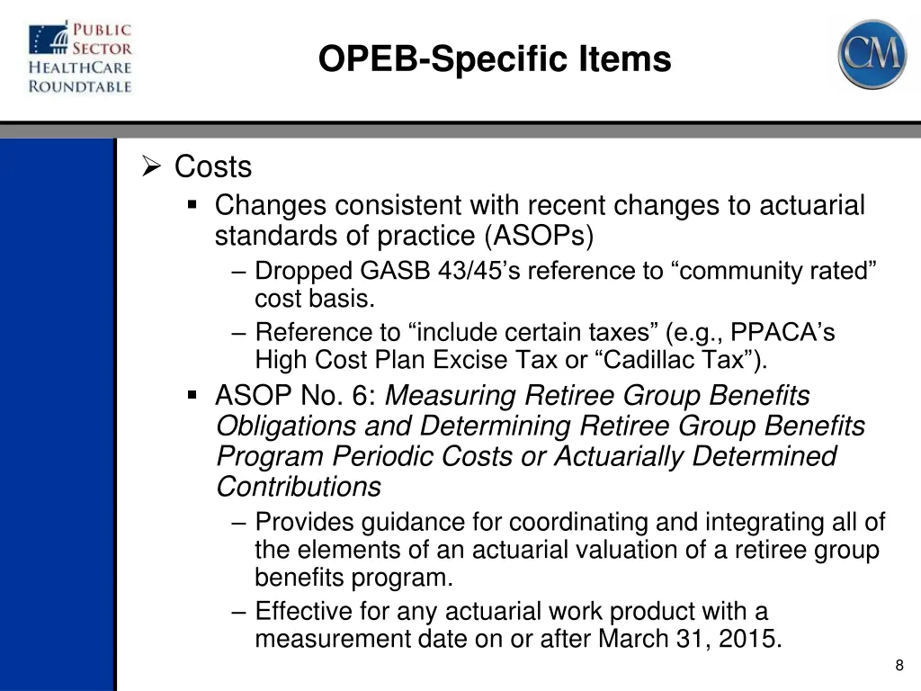 opeb specific items