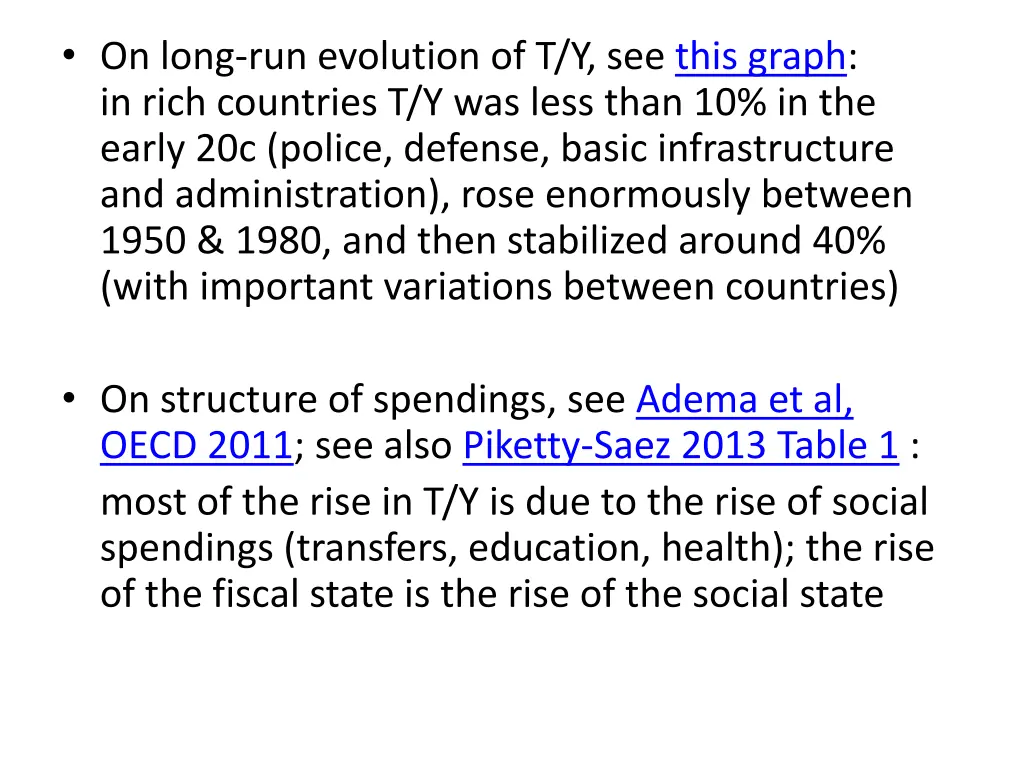 on long run evolution of t y see this graph