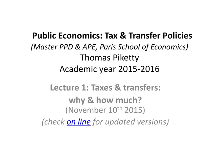 public economics tax transfer policies master