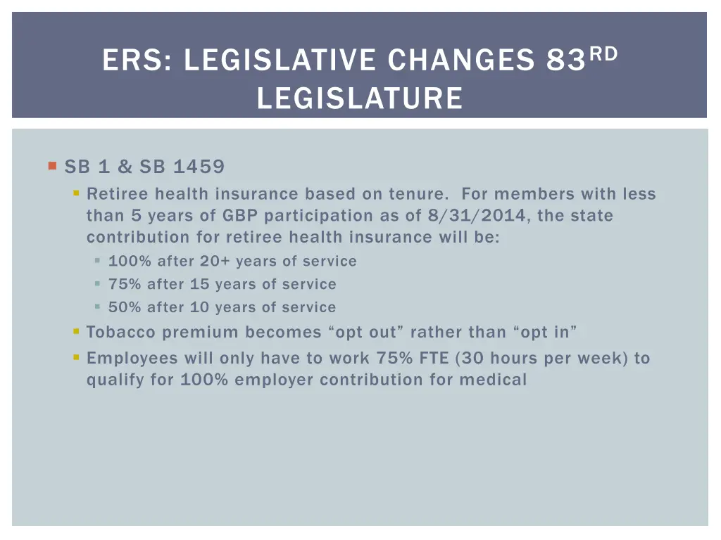 ers legislative changes 83 rd legislature