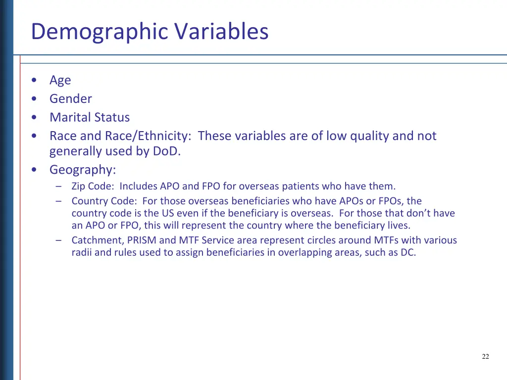 demographic variables