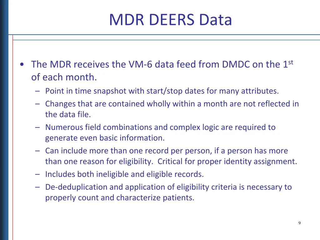 mdr deers data