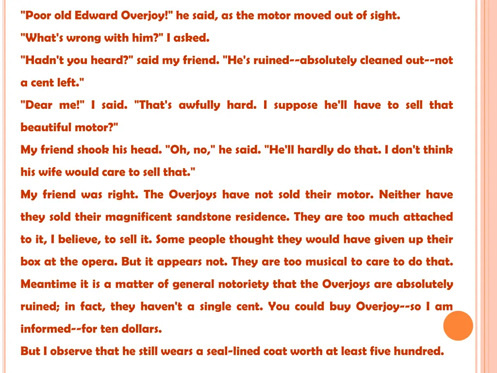 poor old edward overjoy he said as the motor