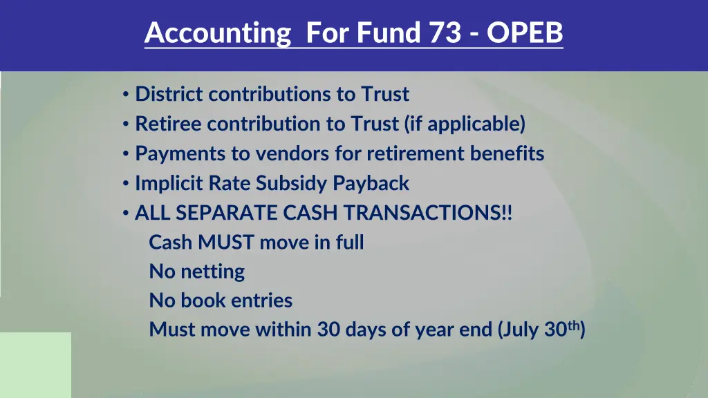 accounting for fund 73 opeb