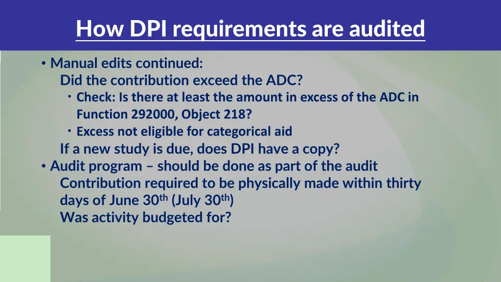 how dpi requirements are audited 2