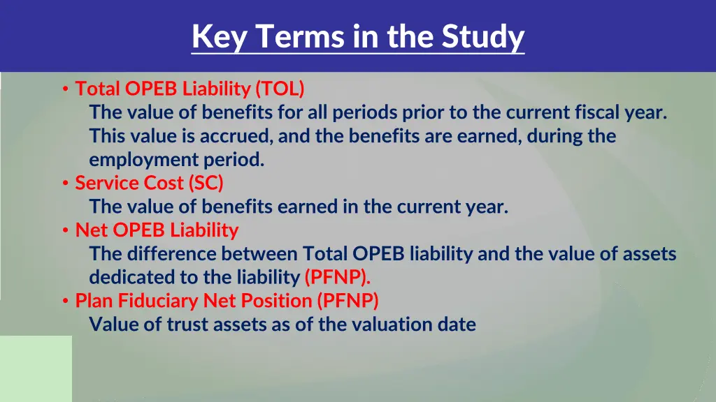 key terms in the study