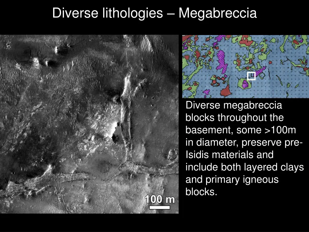 diverse lithologies megabreccia