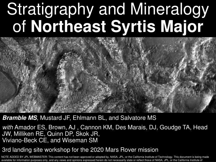 stratigraphy and mineralogy of northeast syrtis