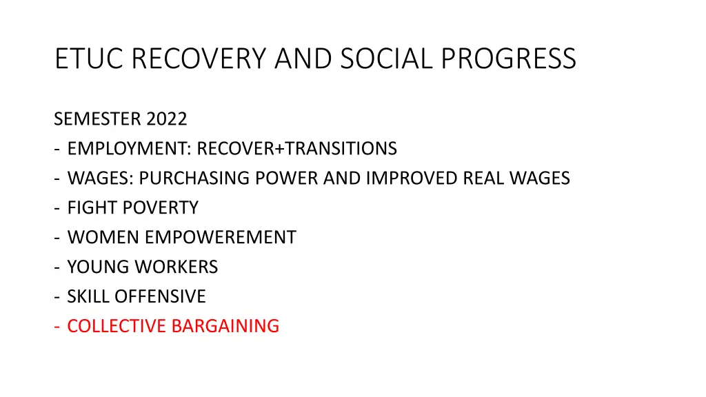 etuc recovery and social progress