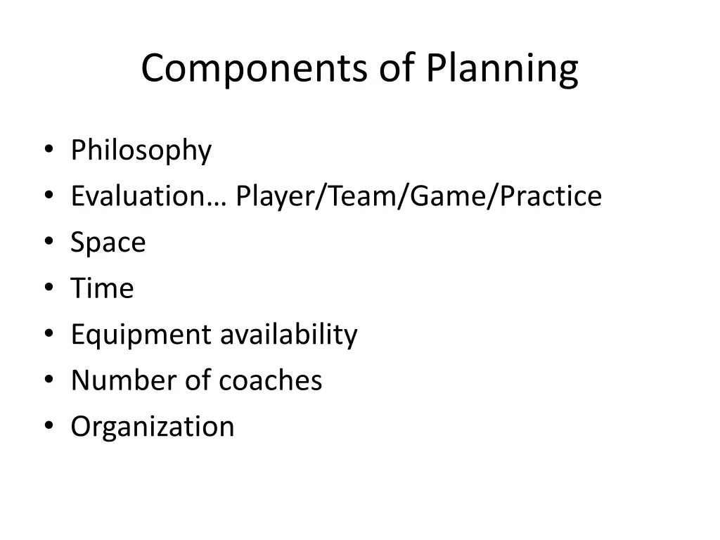 components of planning