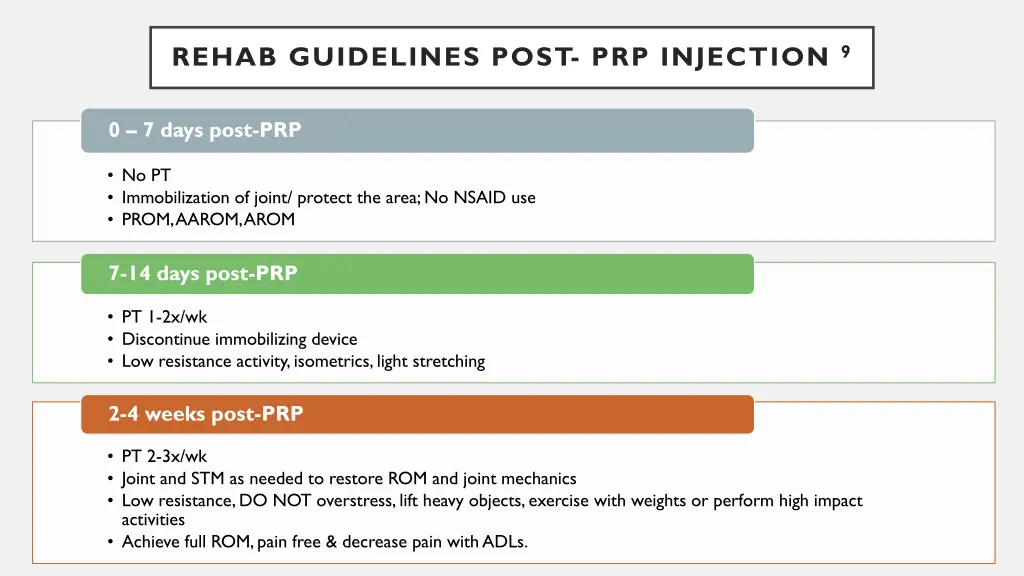 rehab guidelines post prp injection 9