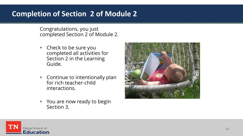 completion of section 2 of module 2