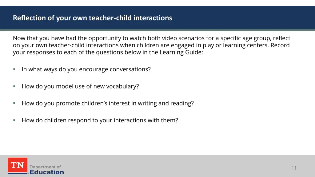 reflection of your own teacher child interactions