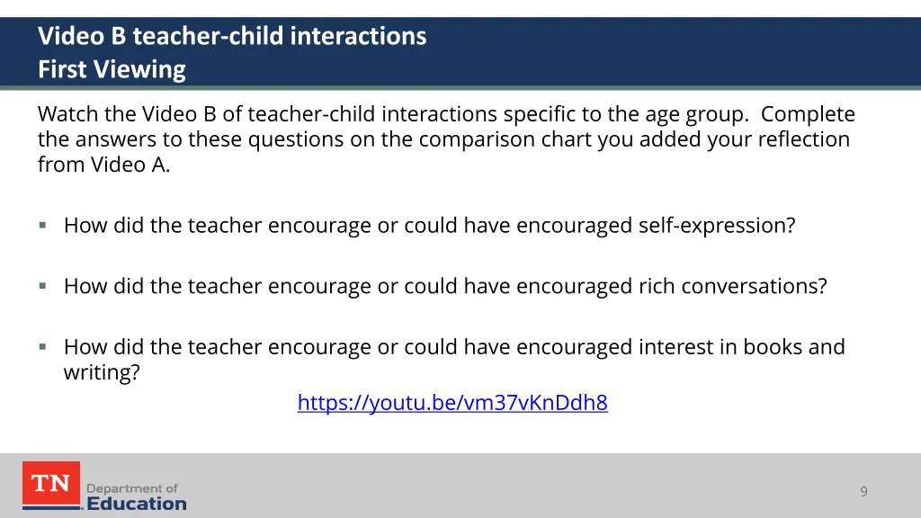 video b teacher child interactions first viewing