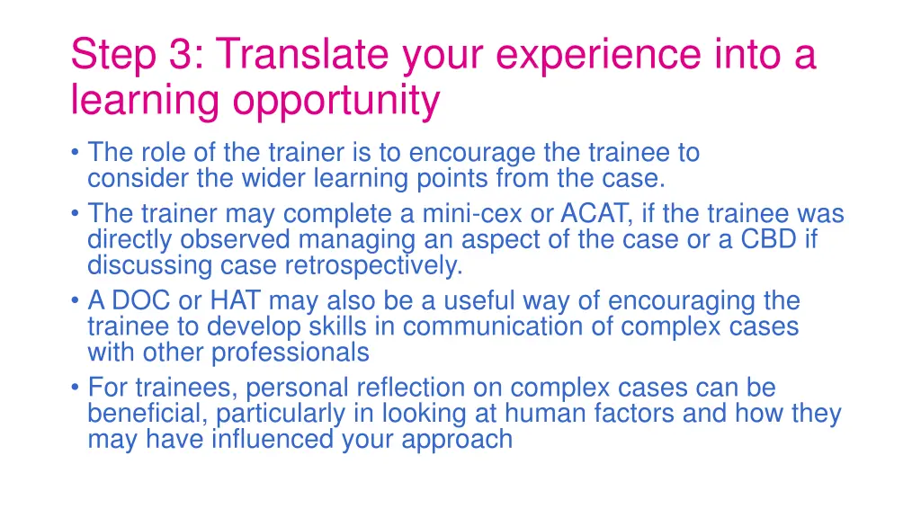 step 3 translate your experience into a learning