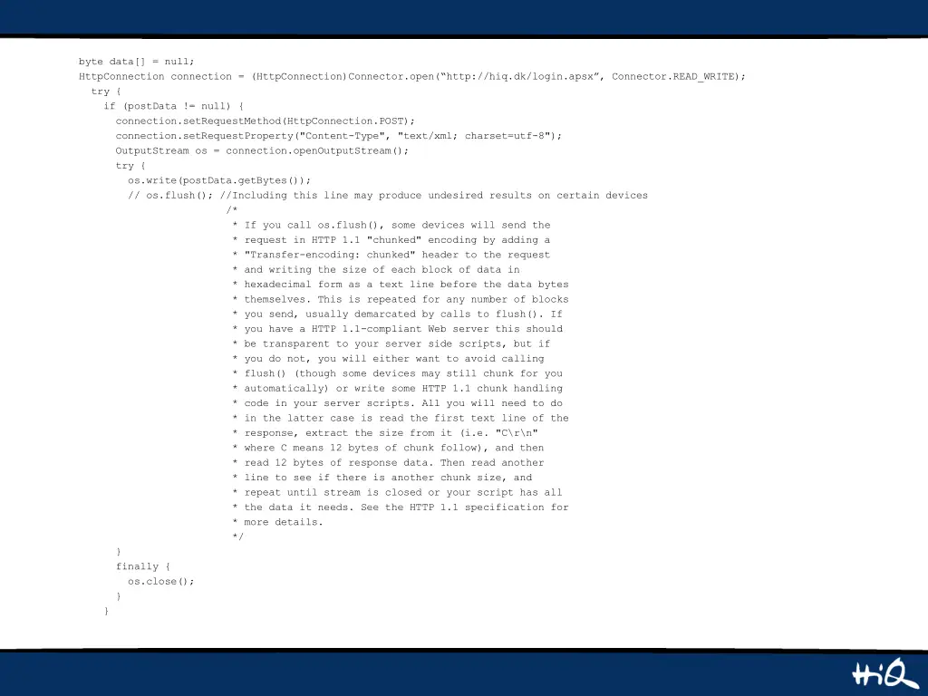 byte data null httpconnection connection