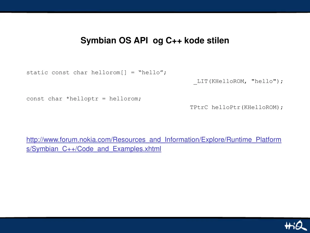 symbian os api og c kode stilen