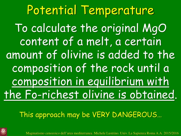 potential temperature to calculate the original