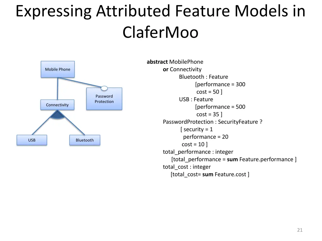 expressing attributed feature models in clafermoo 8