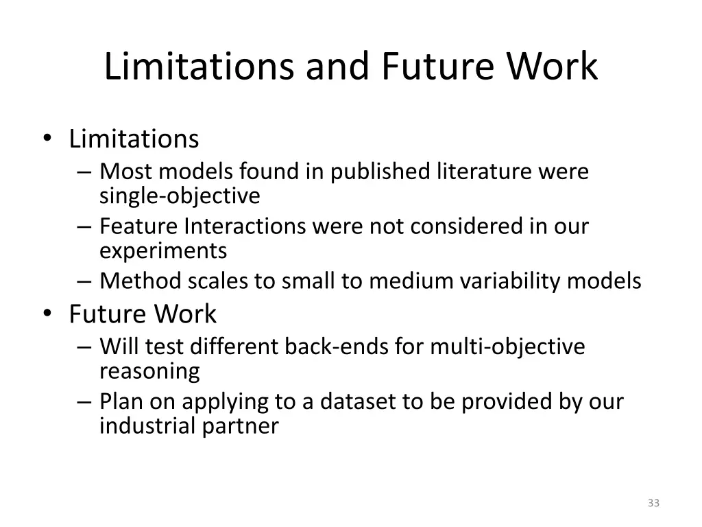 limitations and future work