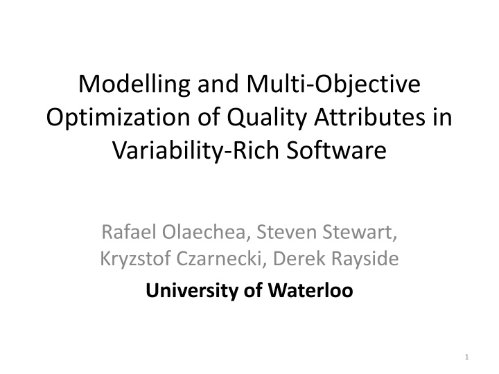 modelling and multi objective optimization