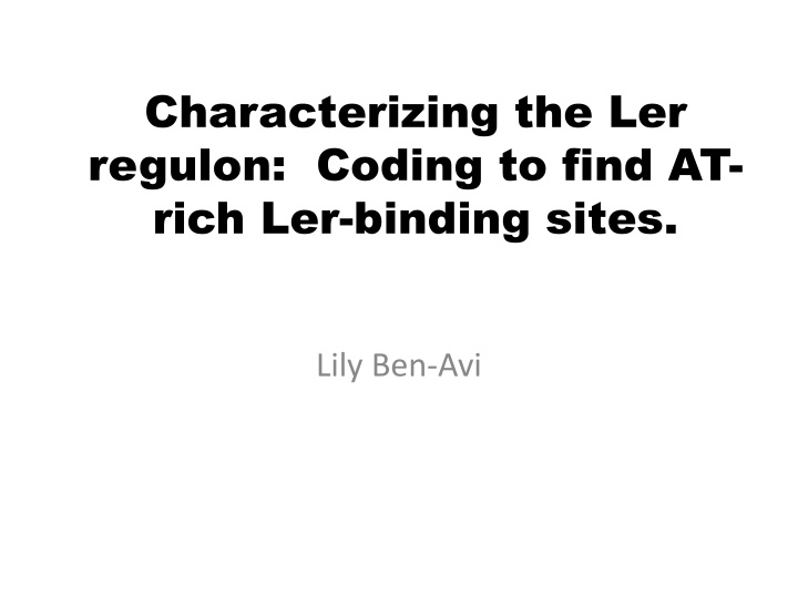 characterizing the ler regulon coding to find