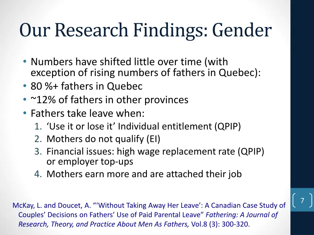 our research findings gender