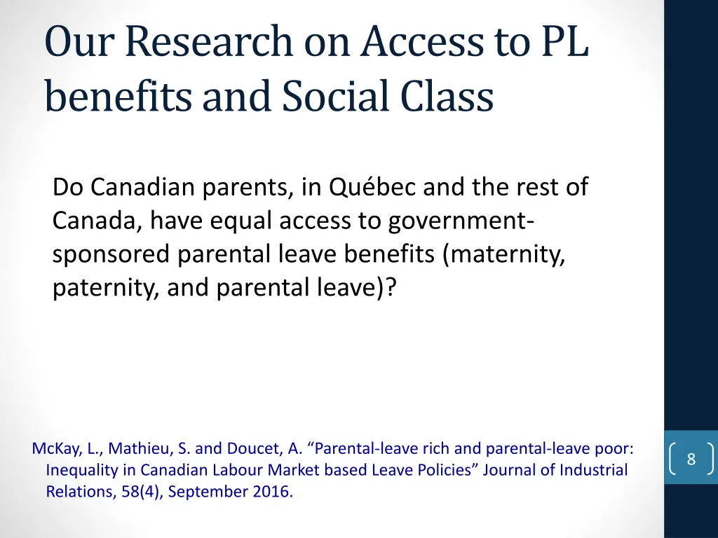 our research on access to pl benefits and social