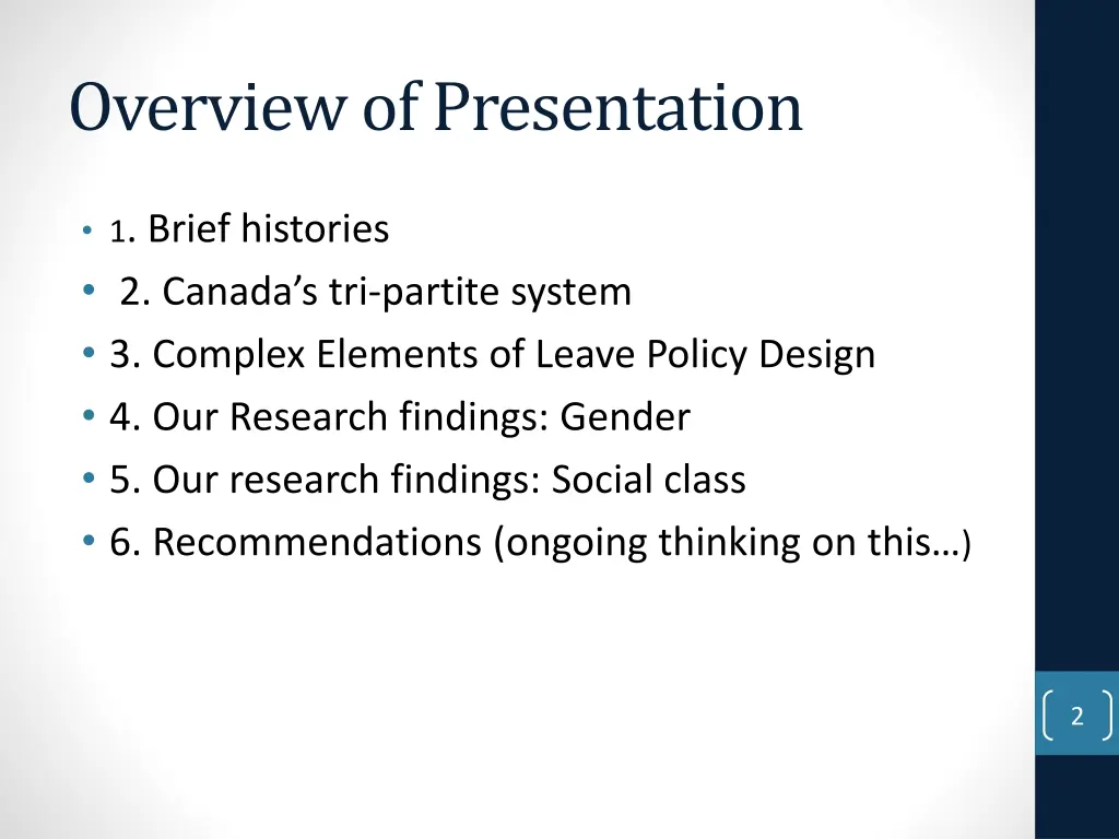 overview of presentation