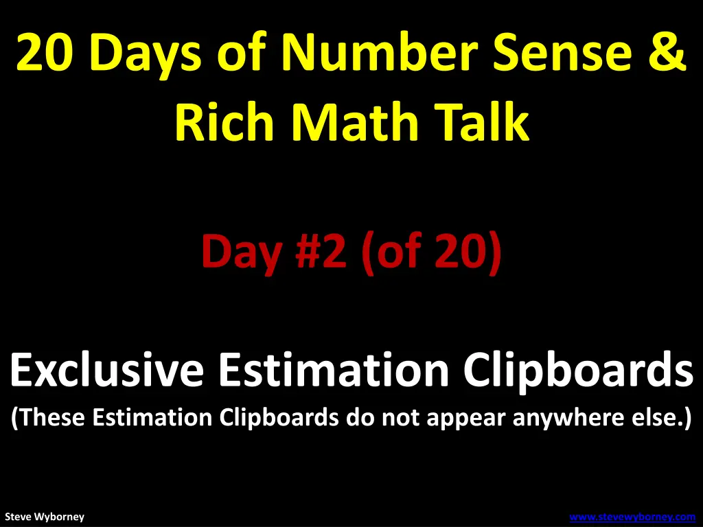 20 days of number sense rich math talk 1