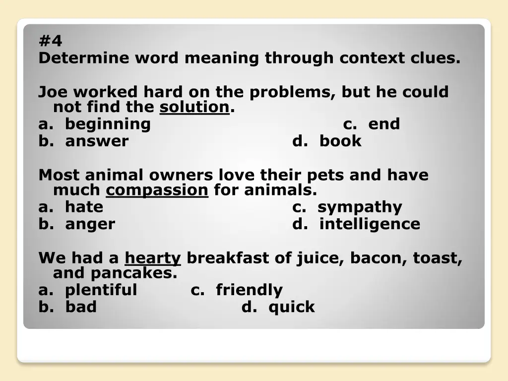 4 determine word meaning through context clues