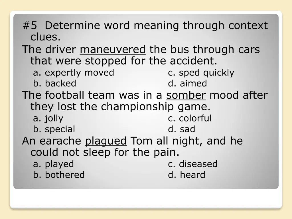 5 determine word meaning through context clues