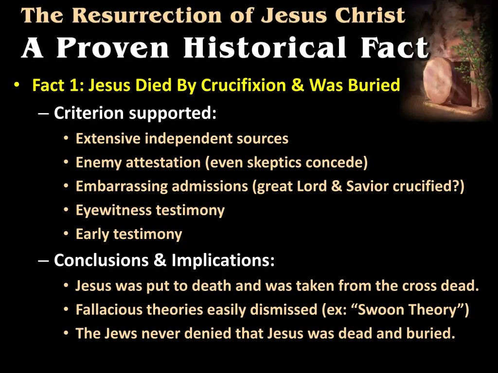 fact 1 jesus died by crucifixion was buried 2