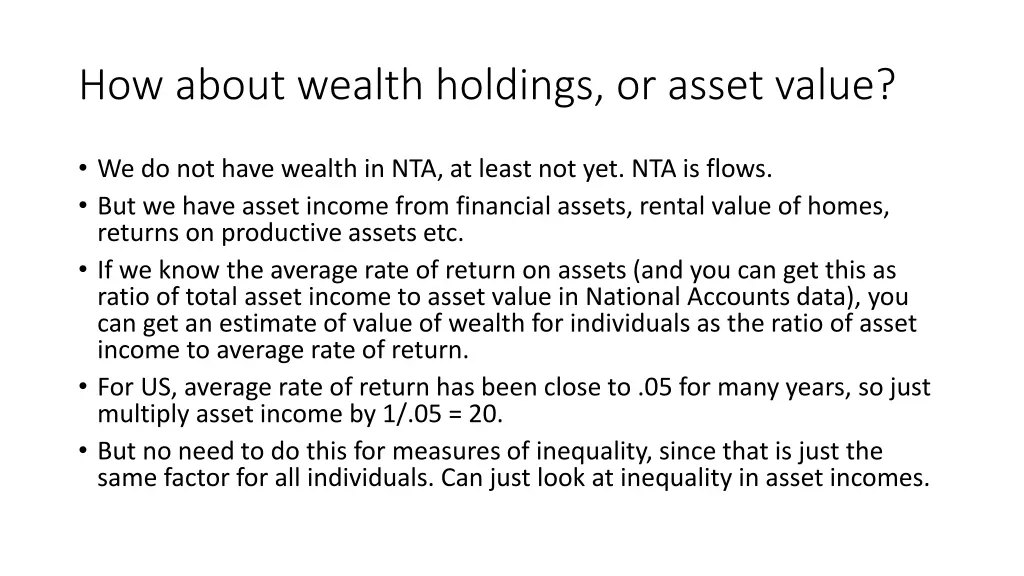 how about wealth holdings or asset value