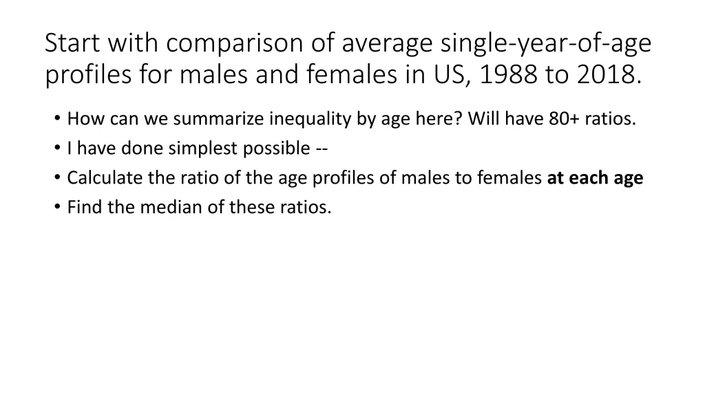 start with comparison of average single year