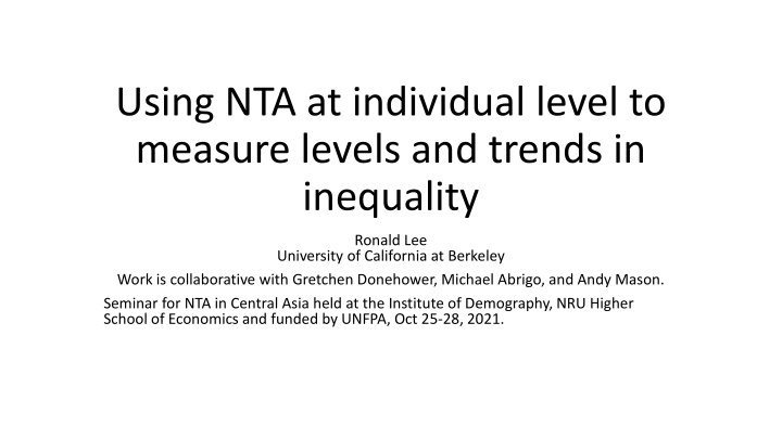 using nta at individual level to measure levels