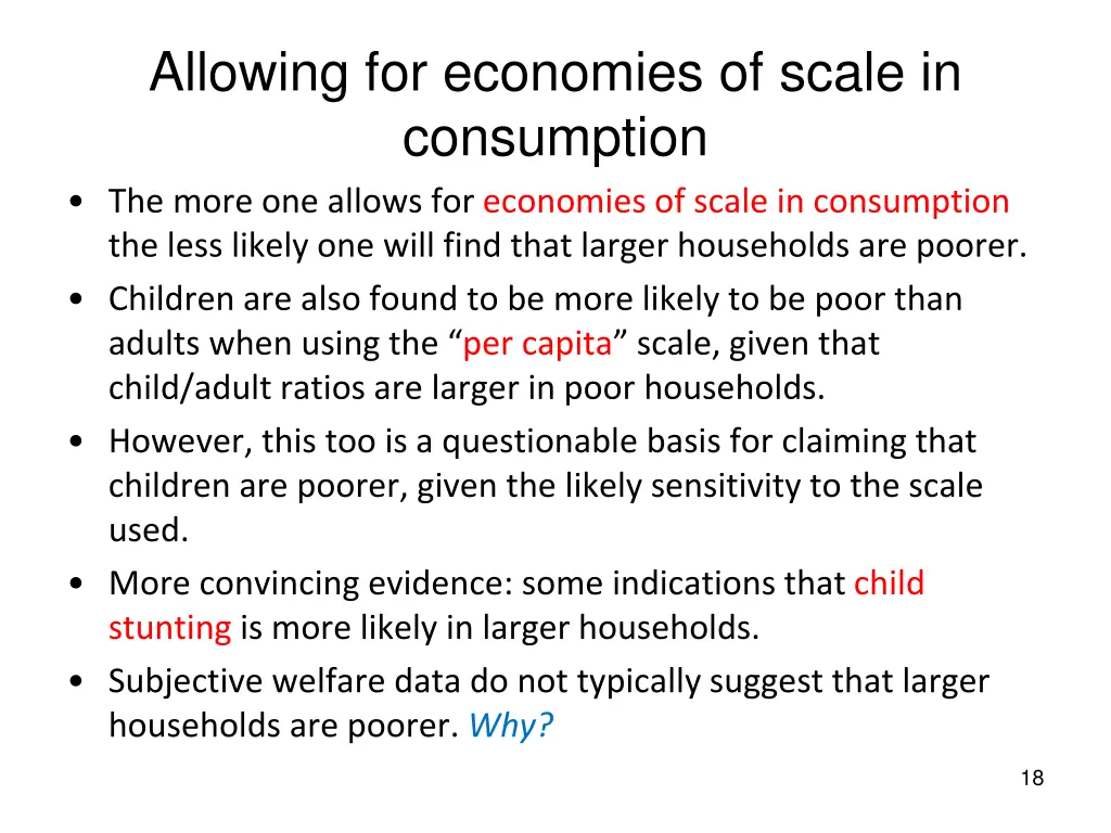 allowing for economies of scale in consumption