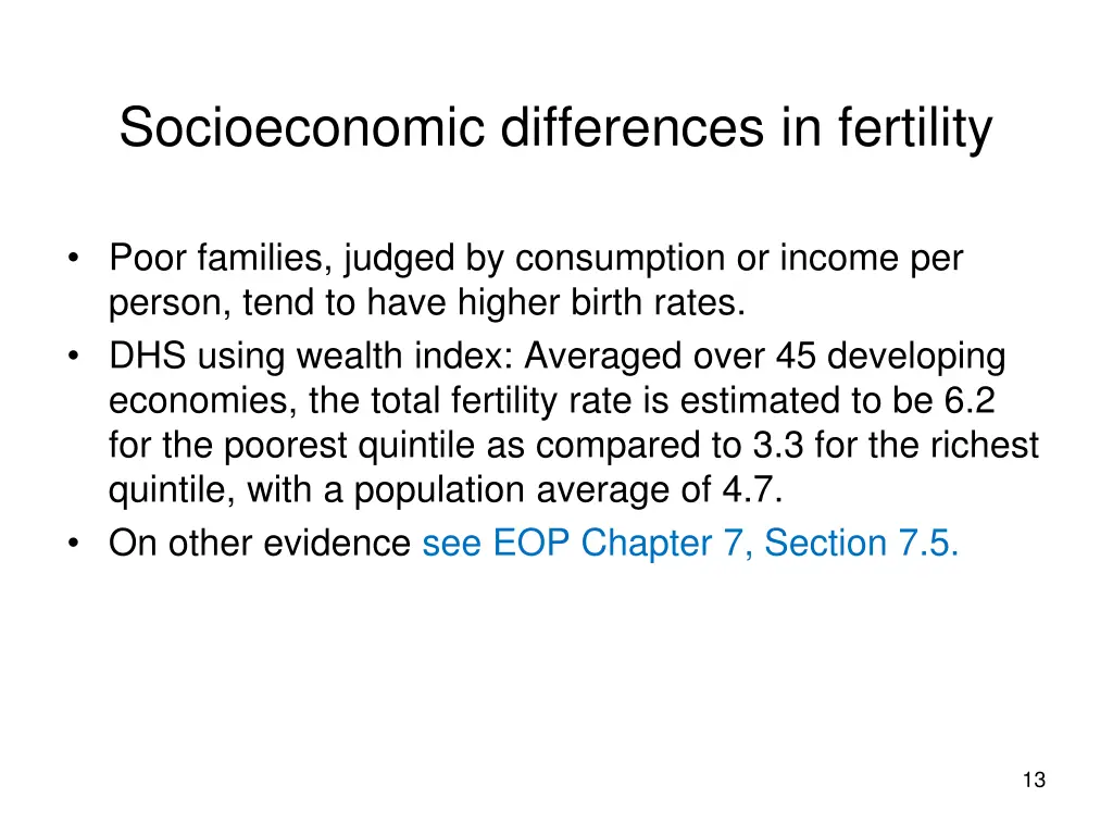 socioeconomic differences in fertility