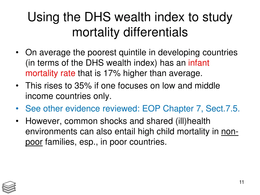 using the dhs wealth index to study mortality