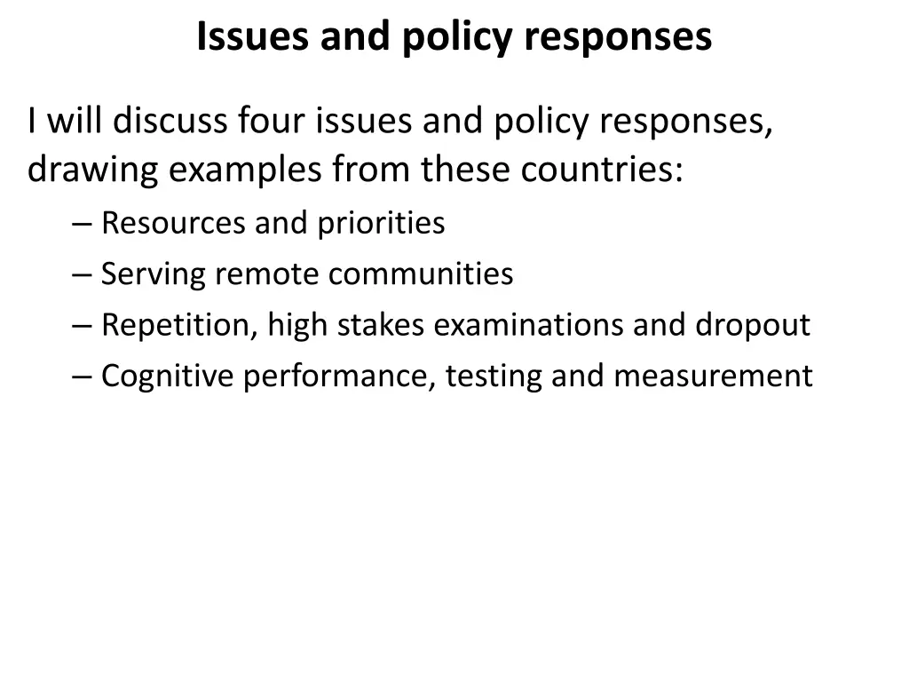 issues and policy responses