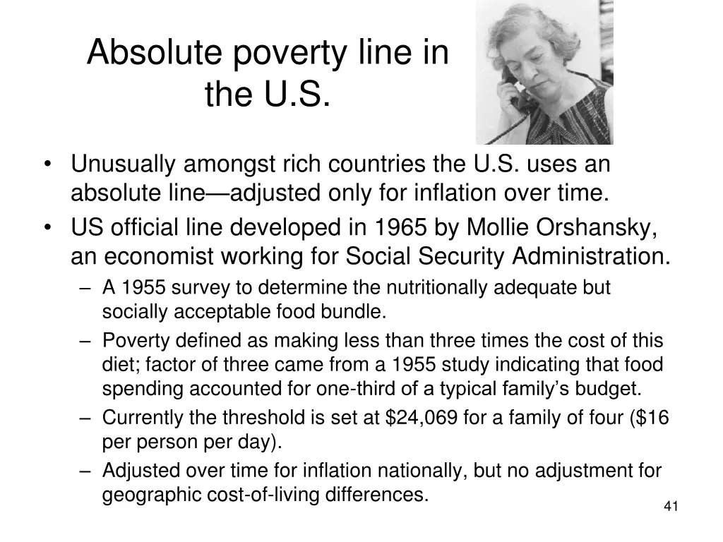 absolute poverty line in the u s