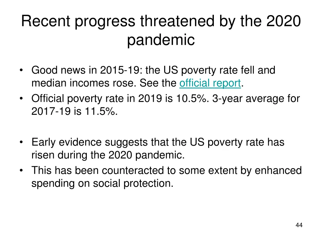 recent progress threatened by the 2020 pandemic