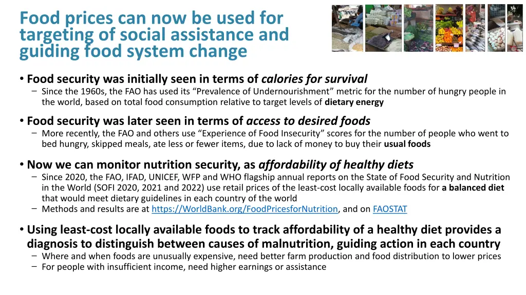 food prices can now be used for targeting