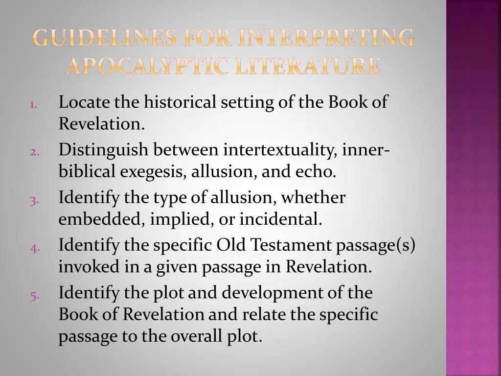 guidelines for interpreting apocalyptic literature