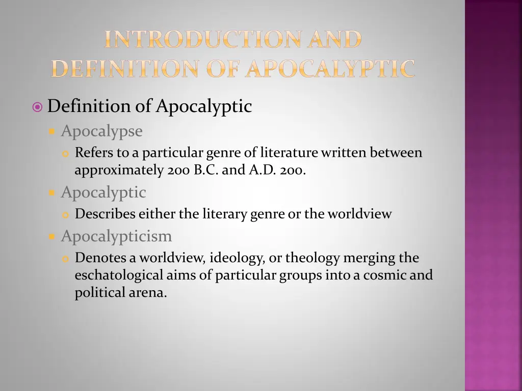 introduction and definition of apocalyptic