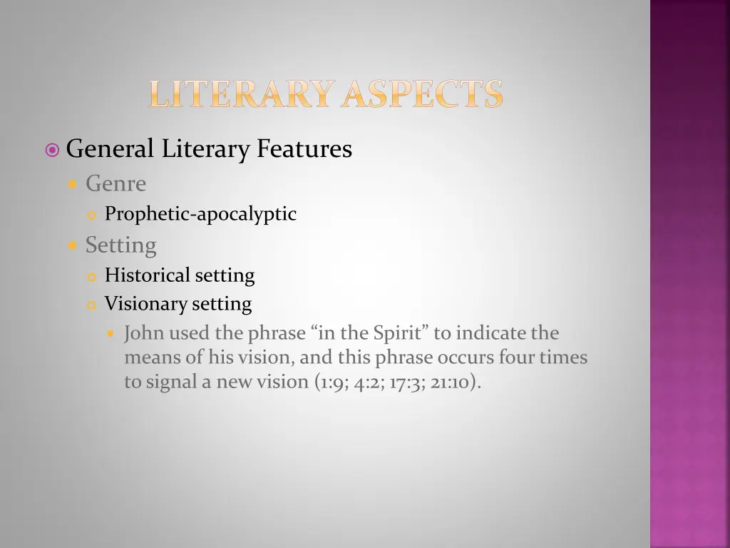 literary aspects